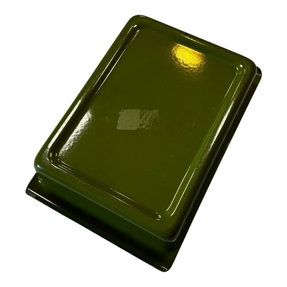 Cathrineholm Avocado Green Lotus Enamel Lasagna Pan Baking Dish MCM 13x9 Vtg